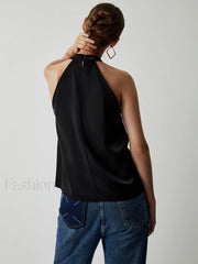 Halter Satin Graceful Tank Top Tank Tops & Camis