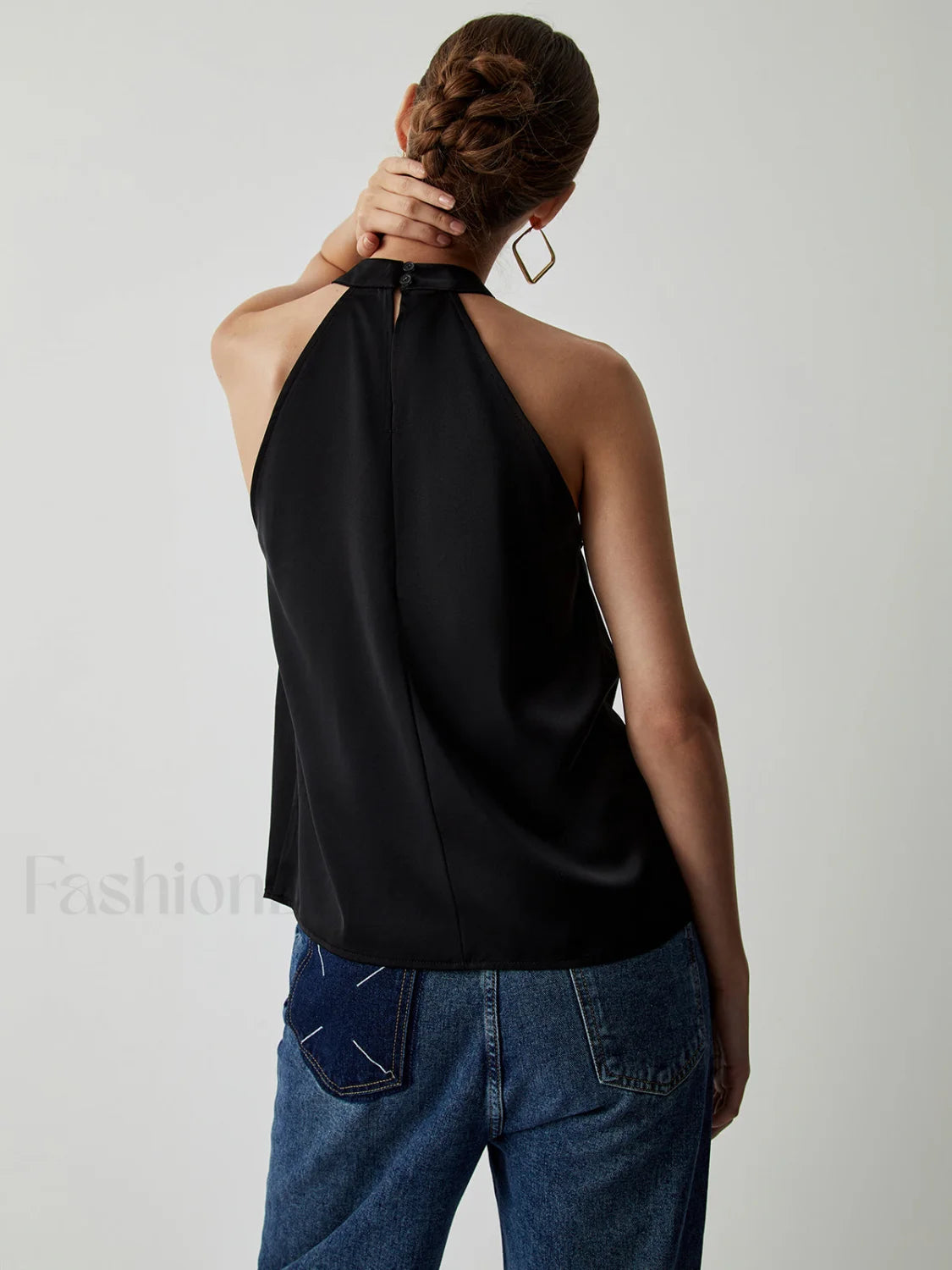 Halter Satin Graceful Tank Top Tank Tops & Camis
