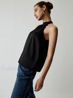 Halter Satin Graceful Tank Top Tank Tops & Camis
