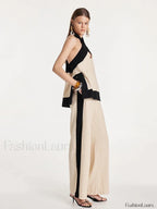 Halter Sleeveless Pajama Pants Two Piece Set