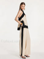 Halter Sleeveless Pajama Pants Two Piece Set