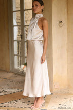 Halter Sleeveless Stylish Satin Bridesmaid Dress