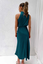 Halter Sleeveless Stylish Satin Bridesmaid Dress