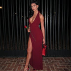 Halter Split V Neck Maxi Dress