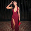 Halter Split V Neck Maxi Dress burgundy / S