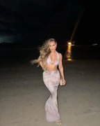 Halter Thong Skirt Bikini Three Piece Set