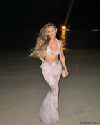 Halter Thong Skirt Bikini Three Piece Set