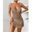Halter Tight Knit Short Cover Up Khaki / One Size