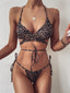 Halter Wrap Around Leopard Bikini Set Leopard / S