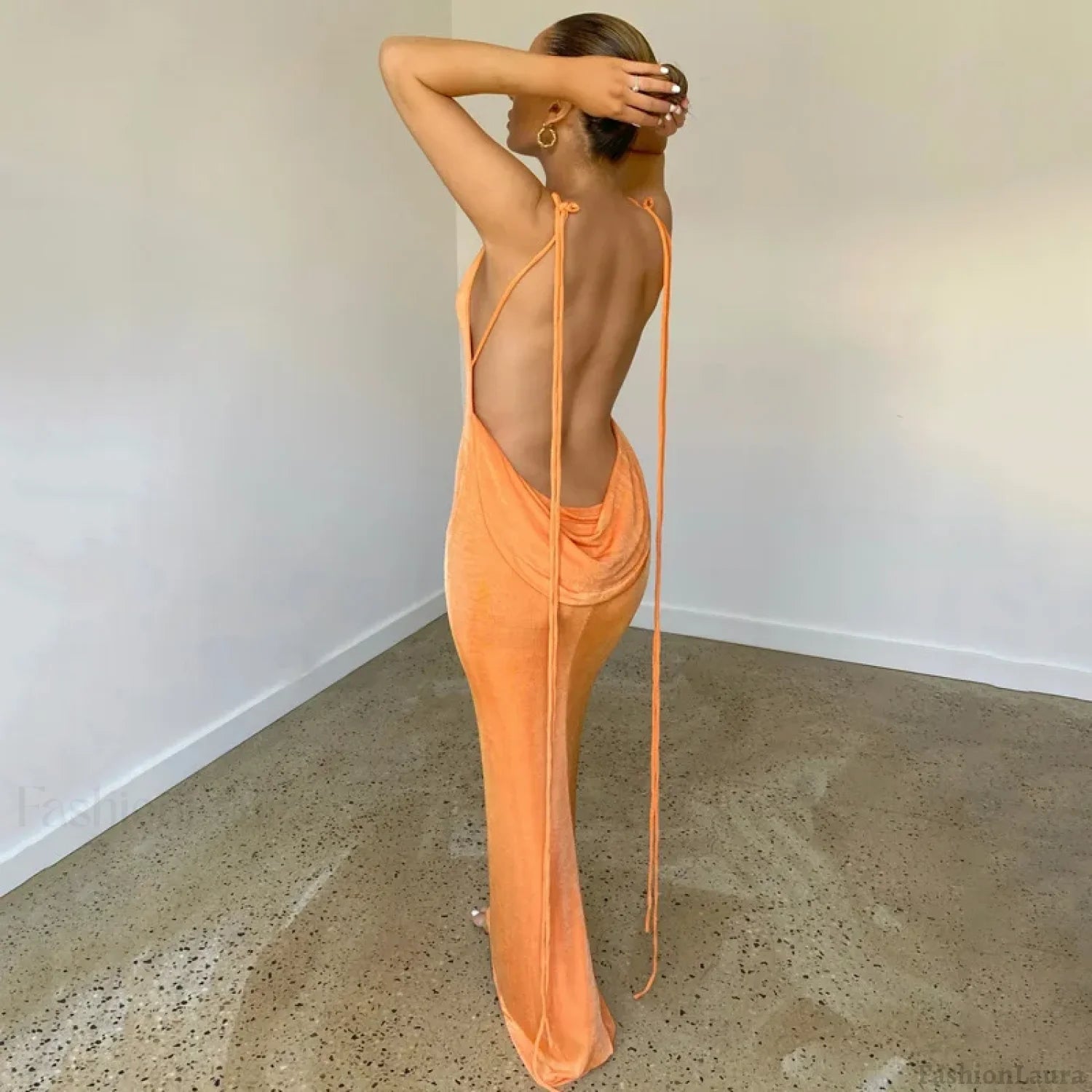 Halter Wrap Open Back Maxi Dress Secondary image