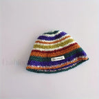 Handmade Crochet Yarn Colored Large Head Circumference Hat MULTI / One Size