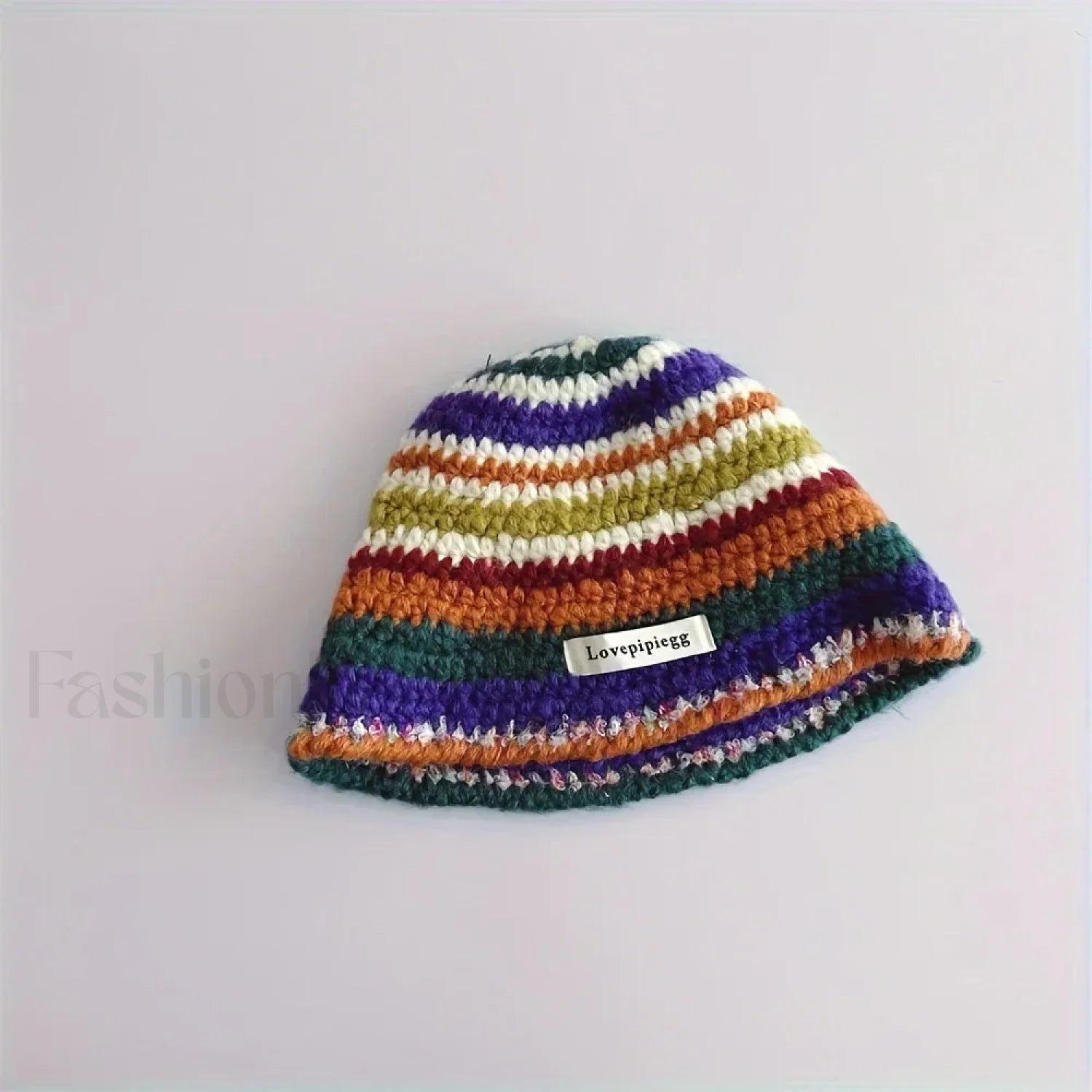Handmade Crochet Yarn Colored Large Head Circumference Hat MULTI / One Size