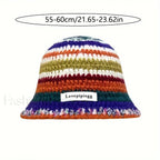 Handmade Crochet Yarn Colored Large Head Circumference Hat MULTI / One Size