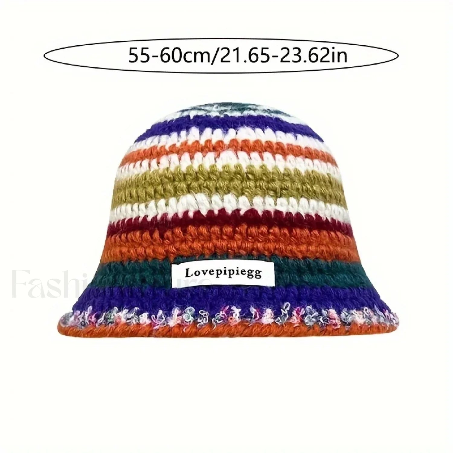 Handmade Crochet Yarn Colored Large Head Circumference Hat MULTI / One Size