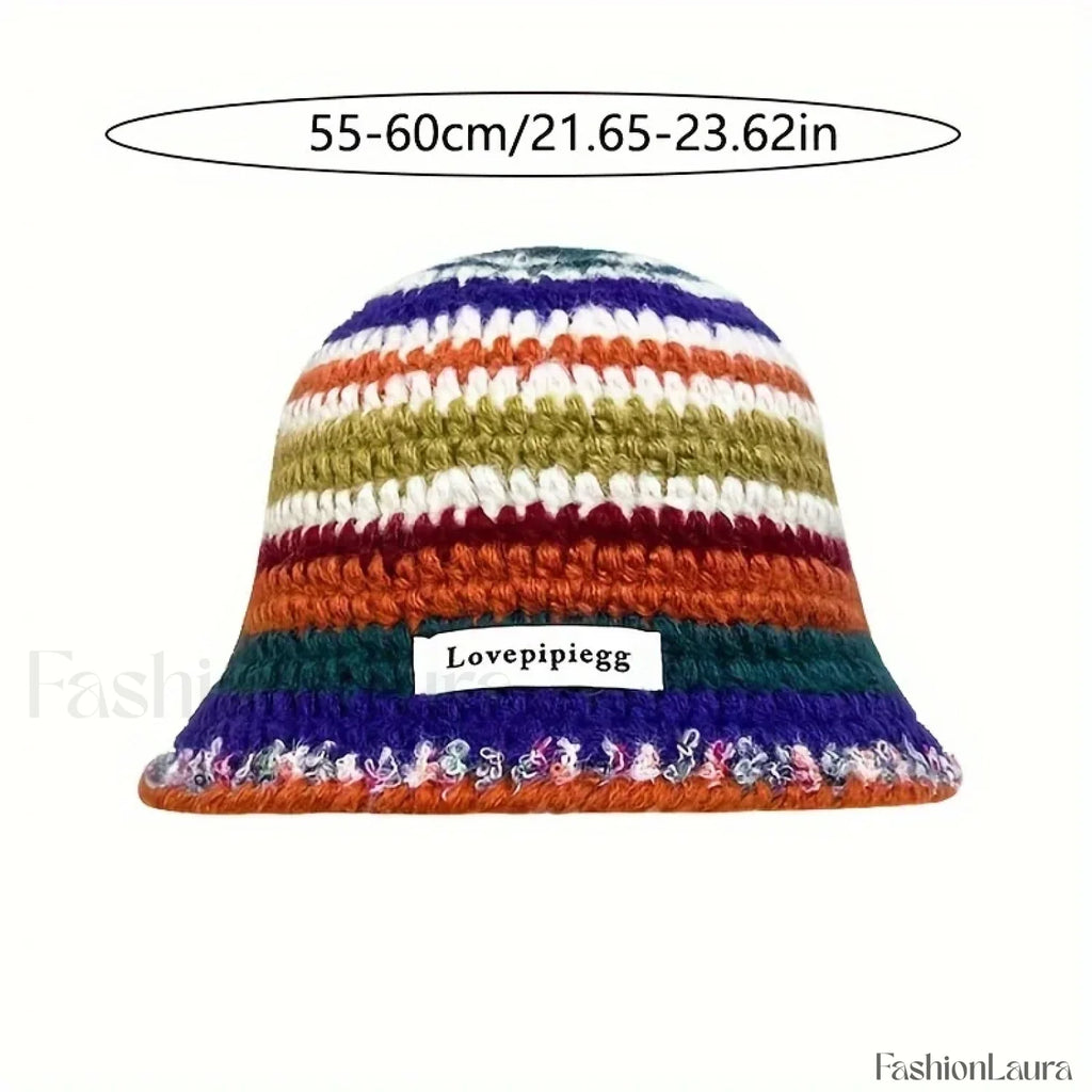 Handmade Crochet Yarn Colored Large Head Circumference Hat MULTI / One Size
