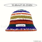 Handmade Crochet Yarn Colored Large Head Circumference Hat MULTI / One Size