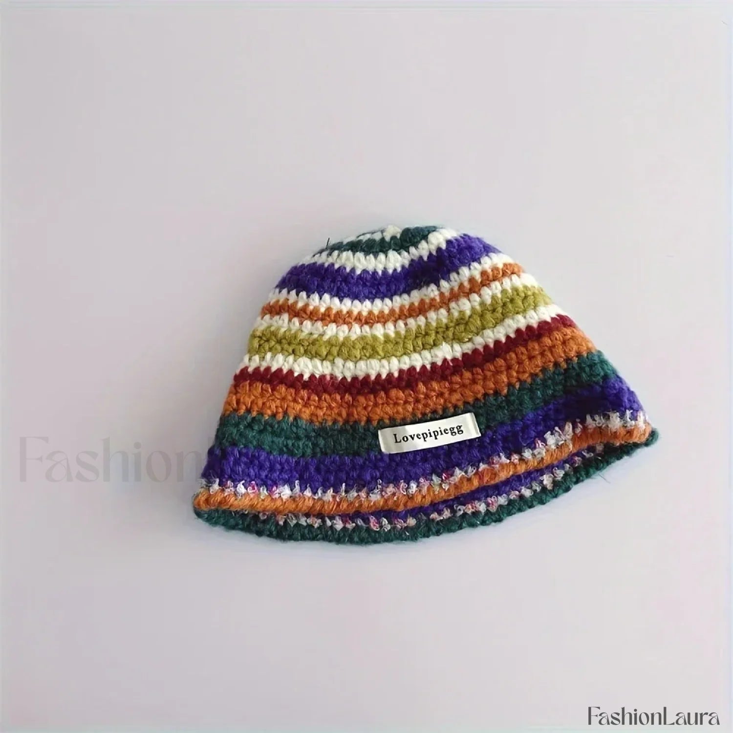 Handmade Crochet Yarn Colored Large Head Circumference Hat MULTI / One Size