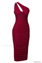 Hanma One Shoulder Charming Pencil Midi Dress