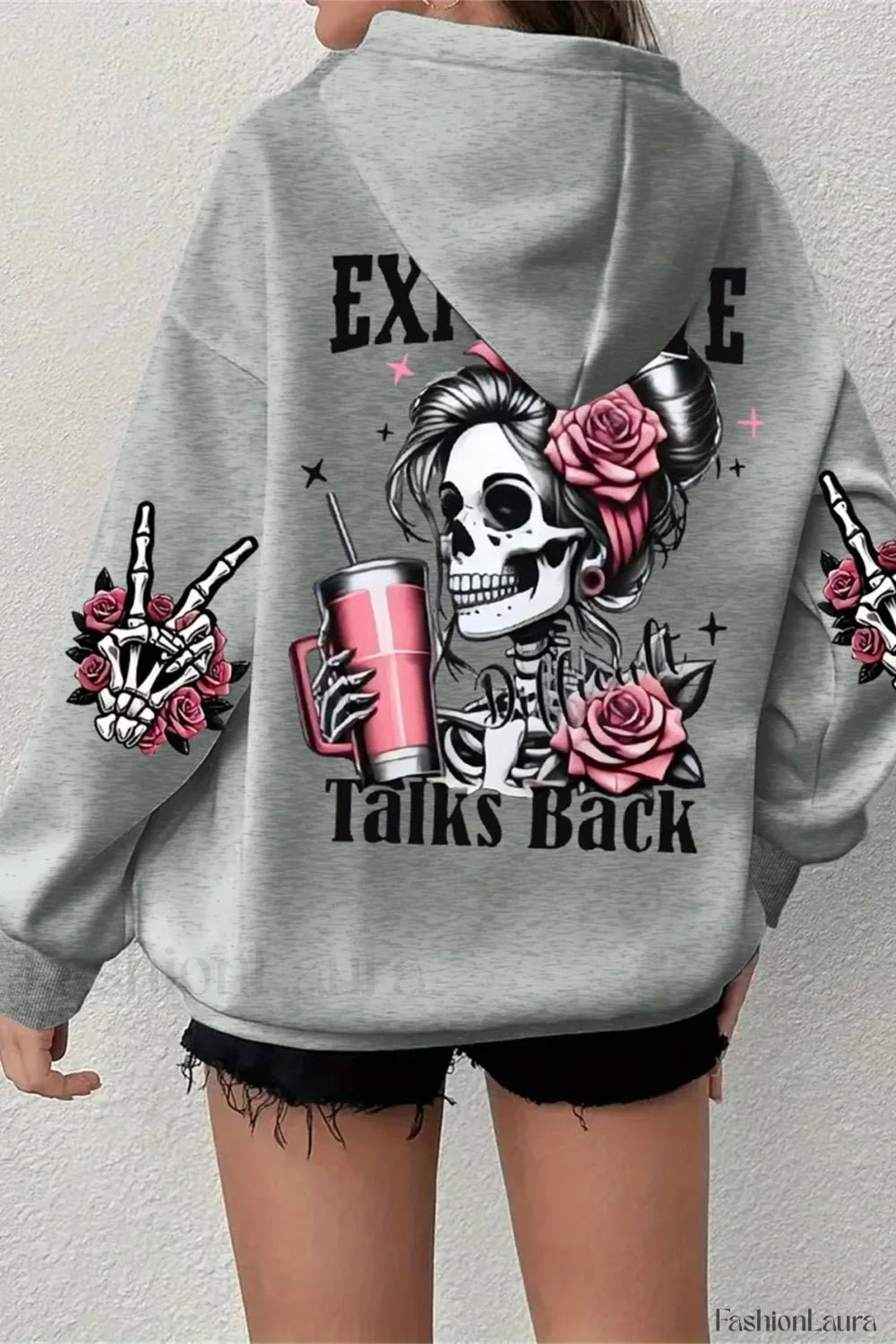 Harajuku Loose Fit Fleece Hoodie Grey / S