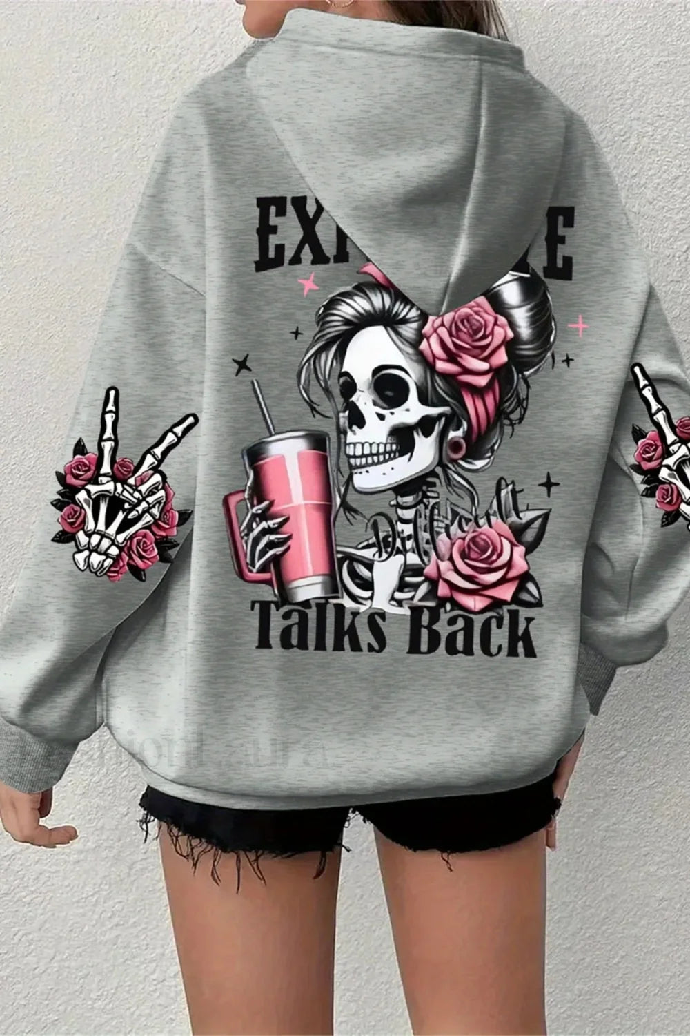 Harajuku Loose Fit Fleece Hoodie Grey / S