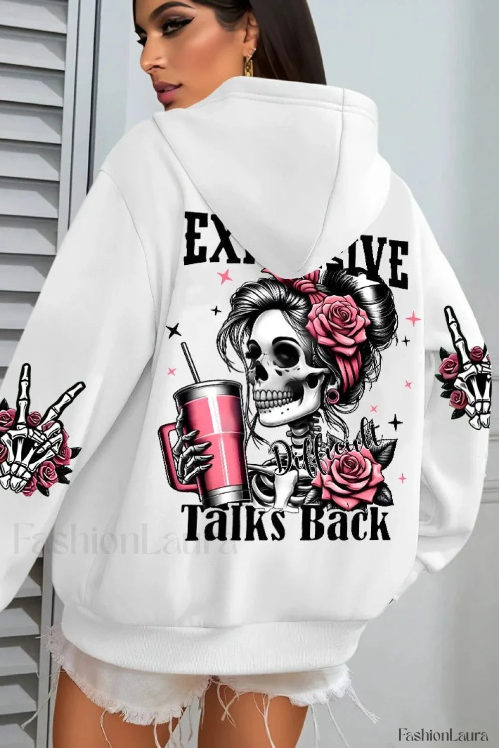 Harajuku Loose Fit Fleece Hoodie White / S