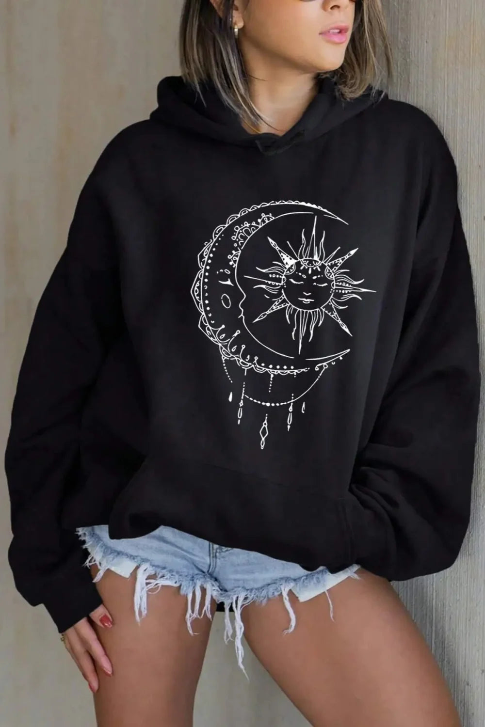 Harajuku Loose Fit Pocket Hoodie Black / S Main image