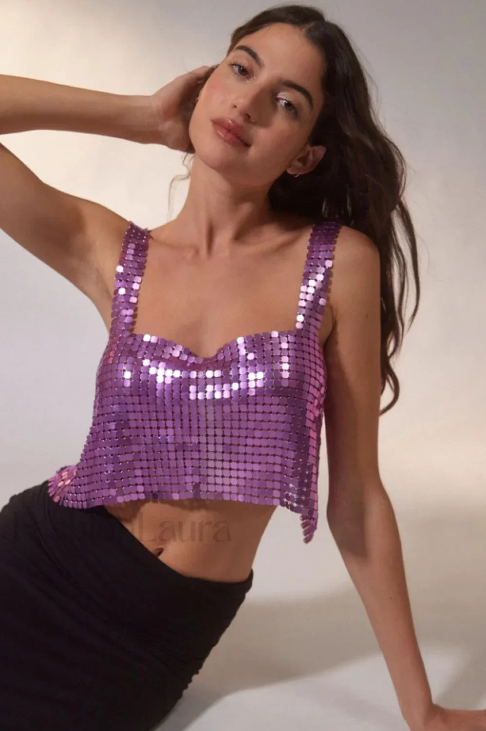 Harlow Metal Stylish Cropped Top Free Size / Lilac Main image