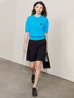 Heart Embroidery Polo T Shirt