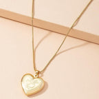 Heart shaped Pendant Necklace Golden / One Size Necklaces