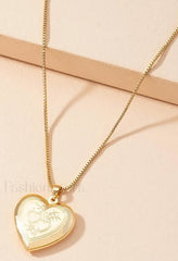 Heart shaped Pendant Necklace Golden / One Size Necklaces