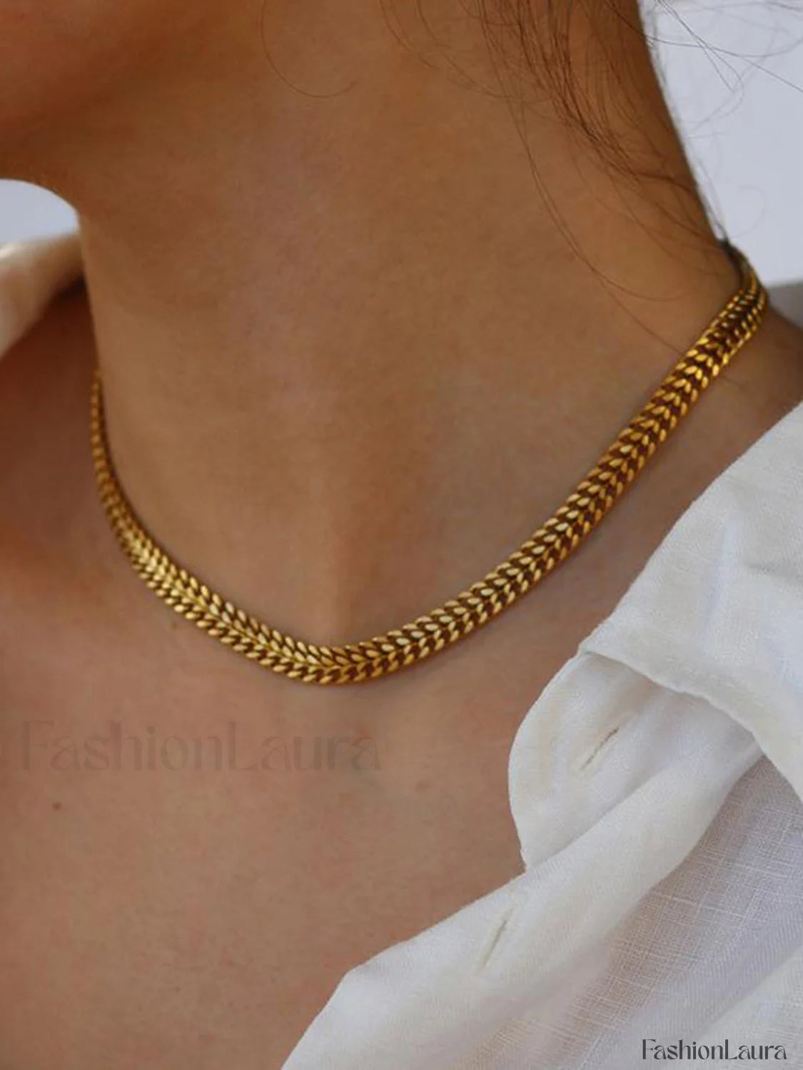 Herringbone Charming Necklace Golden / One Size Necklaces