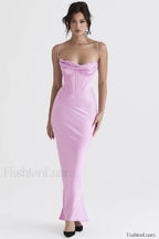 Herringbone Elegant Corset Dress XS / Pink