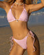 High Cut Plaid Halter Bikini Set Pink / XS