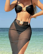 High Leg Brazilian Skirt Three Piece Set