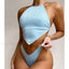 High Neck Brazilian Bikini Set Light Blue / S