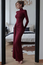 High Neck Patchwork Tie Maxi Dress