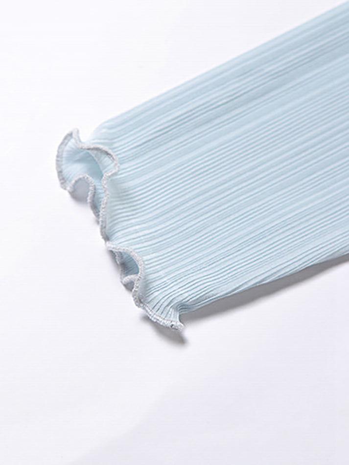 High Neck Semi Sheer Knit Top Tops&Tees