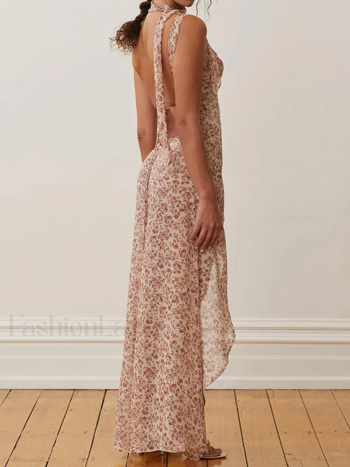 High Slit Spaghetti Floral Dress