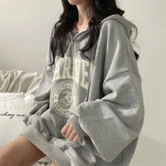 High Street Hip Hop Letter Prints Loose Vintage Hoody GRAY / M Sweatshirts & Hoodies L