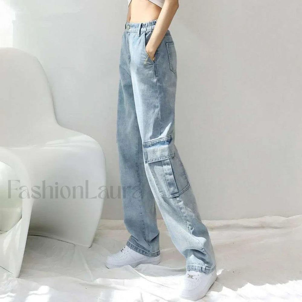 High Street Retro Trendy Loose And Wide Jeans women clothing