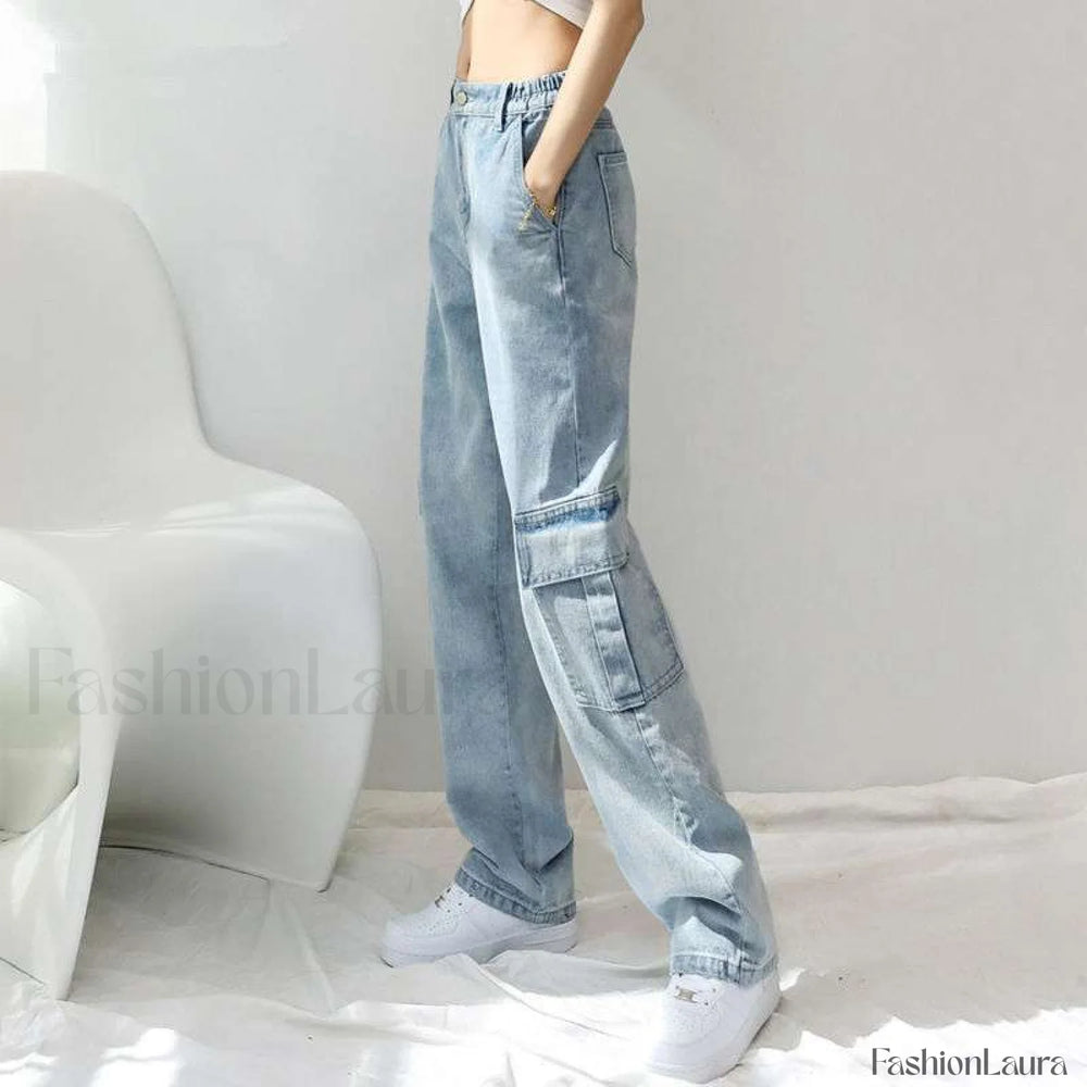 High Street Retro Trendy Loose And Wide Jeans women clothing