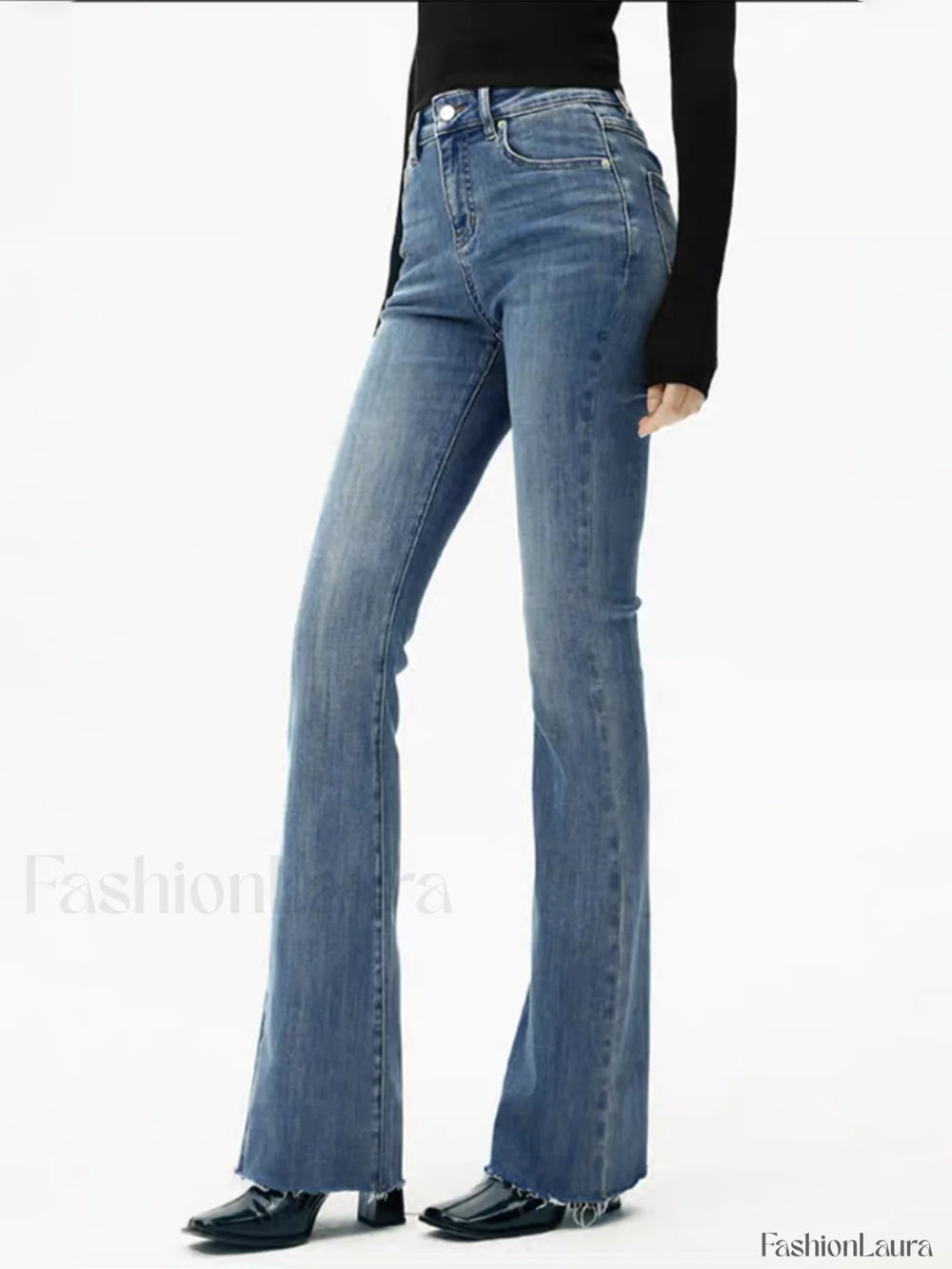 High Waist Denim Bootcut Jeans Jeans