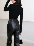 High Waist Faux Leather Pants Pants