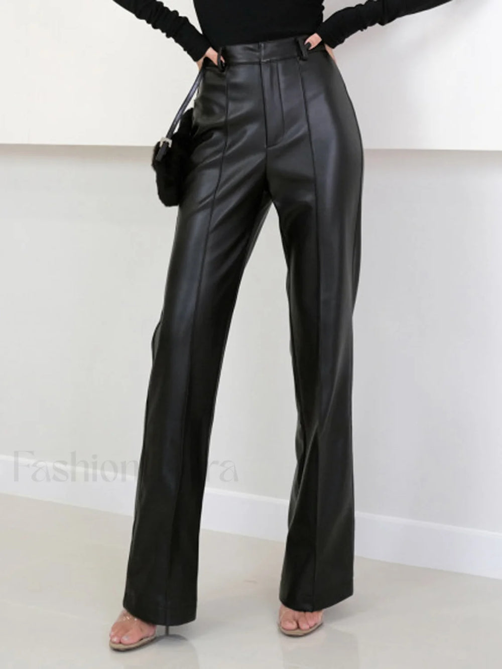 High Waist Graceful Faux Leather Pants Pants