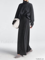 High Waist Graceful Flowy Maxi Skirt Grey / XS Skirts