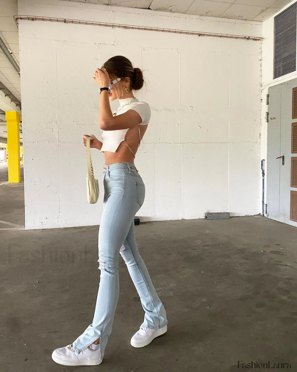 High Waist Graceful Slim Jeans Light Blue / XL women clothing