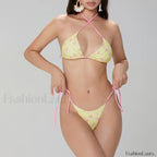High Waist Plaid Shorts Bikini Set