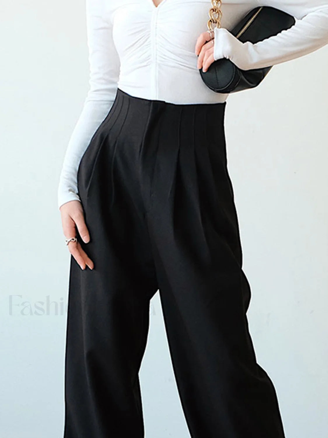 High Waist Pleated Trendy Wide Leg Pants Secondary image