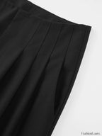 High Waist Pleated Trendy Wide Leg Pants Pants