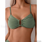 High Waist Push Up Solid Bikini Set